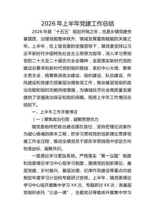 乡镇2026年上半年党建工作总结