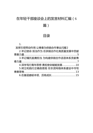 在年轻干部座谈会上的发言材料汇编（6篇）