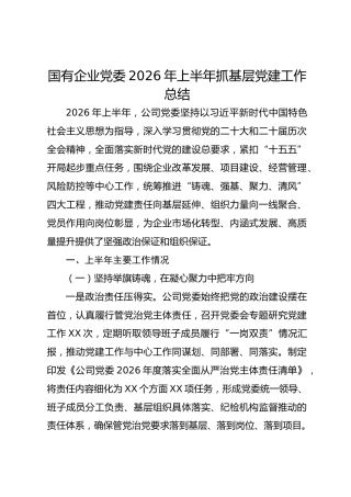 国企公司2026年上半年党建工作总结 (2)