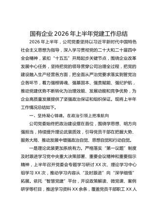 国企公司2026年上半年党建工作总结 (3)