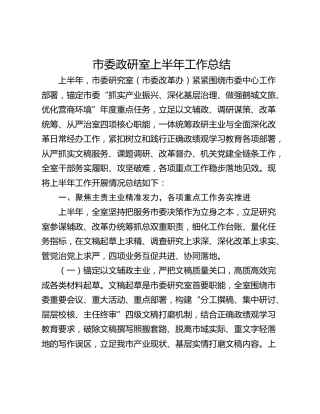2026市委政研室上半年工作总结