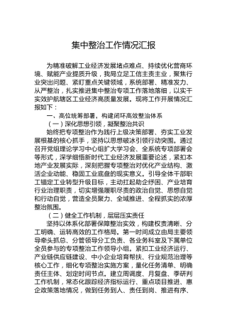 集中整治工作情况汇报