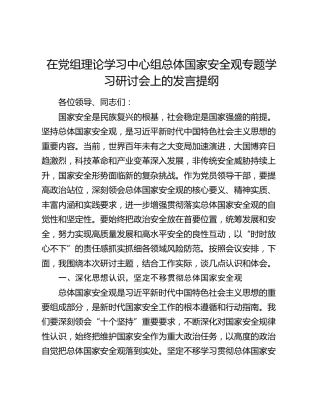在党组理论学习中心组总体国家安全观专题学习研讨会上的发言2
