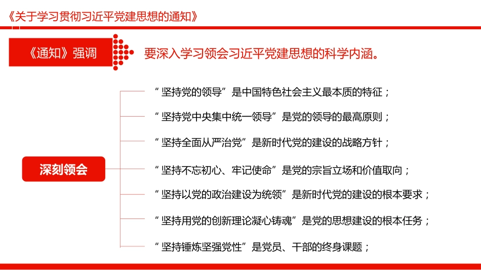 党课讲稿+PPT课件:《关于学习贯彻习近平党建思想的通知》_第5页