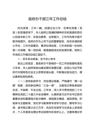 政府办干部三年工作总结