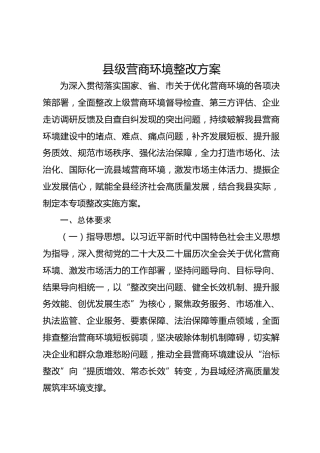 县级营商环境整改方案
