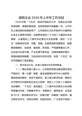国企公司2026年上半年工作总结