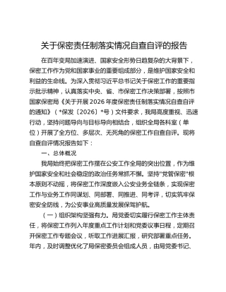 保密责任制落实情况自查自评总结报告