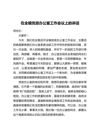 在全镇党政办公室工作会议上的讲话_1
