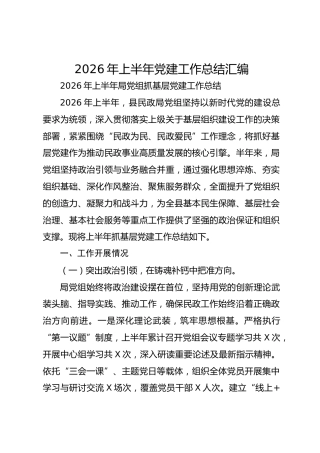 2026年上半年党建工作总结汇编【10篇】