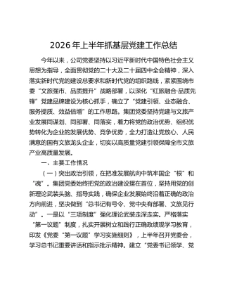 国企公司党委2026年上半年党建工作总结3800字