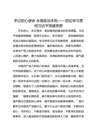 学习资料：牢记初心使命 永葆政治本色——四论学习贯彻习近平党建思想