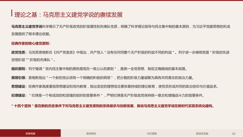 党课ppt+讲稿:“十四个坚持”,习近平党建思想的体系化建构与学理性阐释(13000字,25张)_第4页