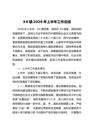 XX镇2026年上半年工作总结_1