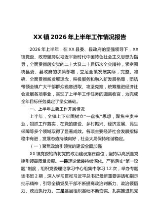 XX镇2026年上半年工作情况报告_4