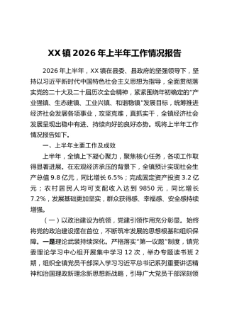 XX镇2026年上半年工作情况报告_3