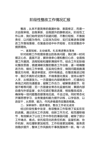 阶段性整改工作情况汇报