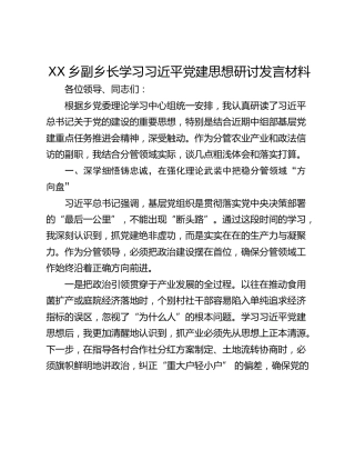 乡副乡长学习习近平党建思想研讨发言材料