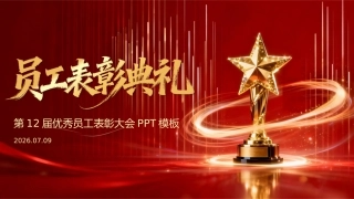 员工表彰典礼PPT年中员工表彰大会舞台背景模板