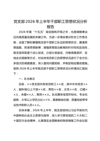 党支部2026年上半年干部职工思想状况分析报告