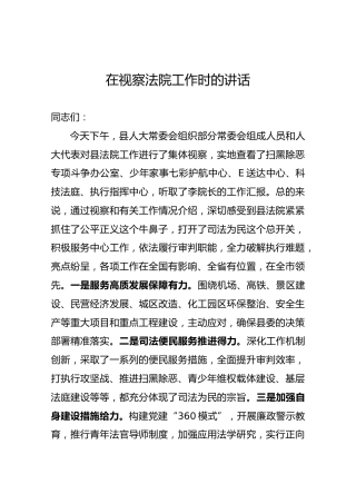 在视察法院工作时的讲话