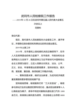 2019年武冈市人民检察院工作报告