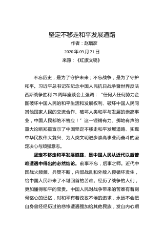 赵增彦：坚定不移走和平发展道路
