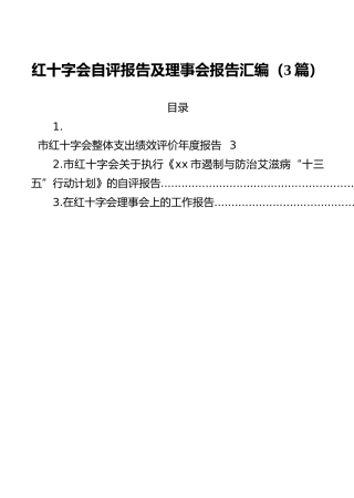 红十字会自评报告及理事会报告汇编（3篇）