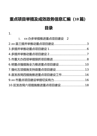 重点项目举措及成效政务信息汇编（10篇）