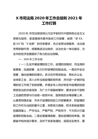 X市司法局2020年工作总结和2021年工作打算