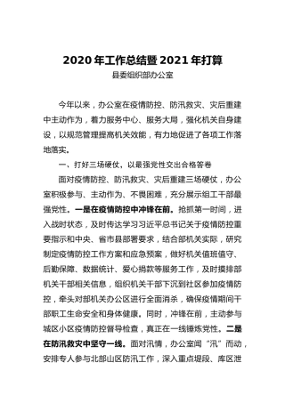 2020年工作总结暨2021年打算