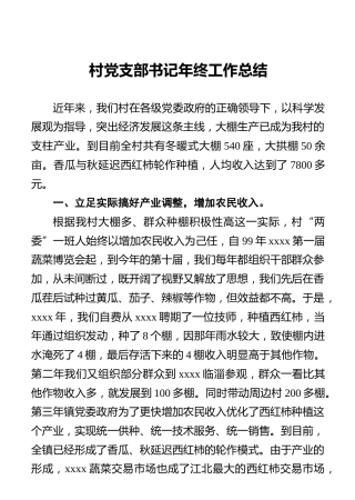 村党支部书记年终工作总结