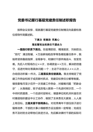 党委书记履行基层党建责任制述职报告