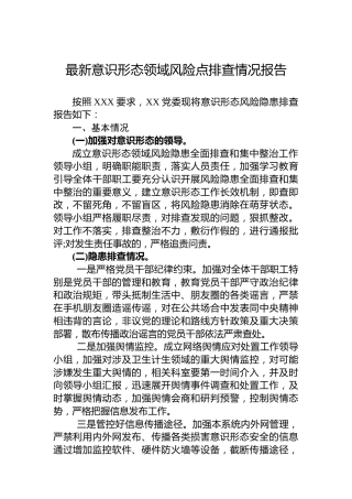 最新意识形态领域风险点排查情况报告