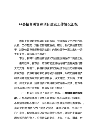 招商引资和项目建设情况汇报