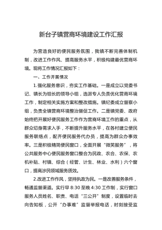 新台子镇营商环境建设工作汇报