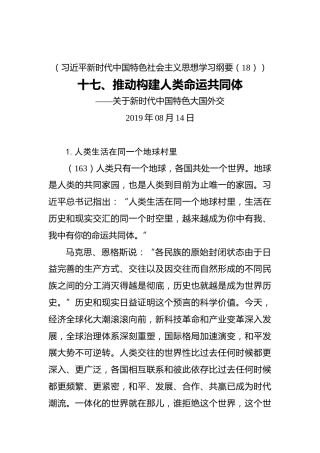 十七、推动构建人类命运共同体