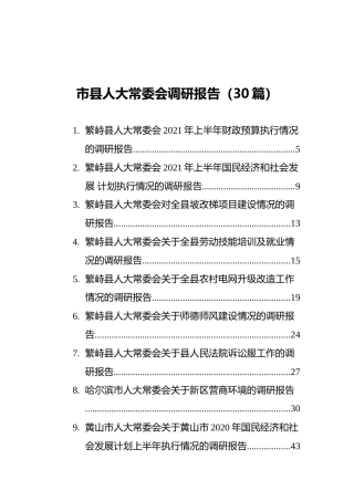 市县人大常委会调研报告（30篇）