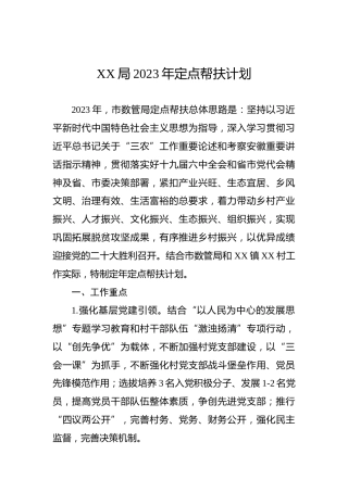 XX局2023年定点帮扶计划