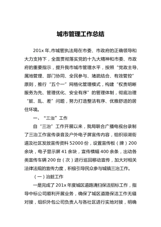 城市管理工作总结