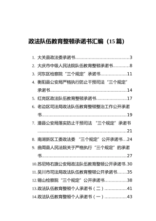 政法队伍教育整顿承诺书汇编（15篇）
