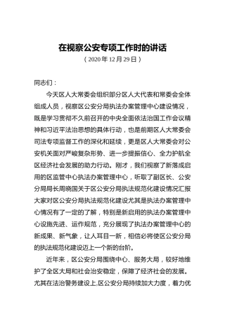 在视察公安专项工作时的讲话