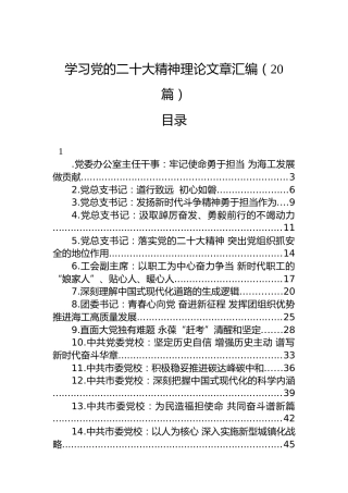 学习党的二十大精神理论文章汇编（20篇）