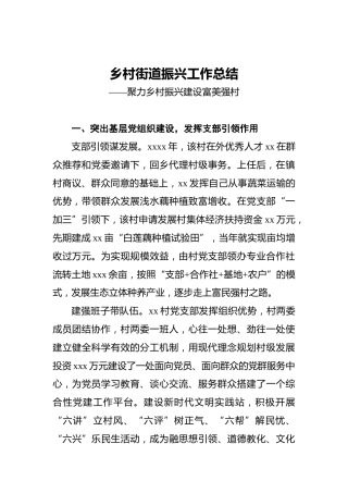 乡村街道振兴工作总结