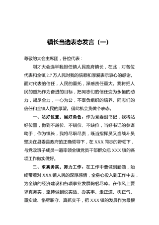 镇长当选表态发言（5篇）