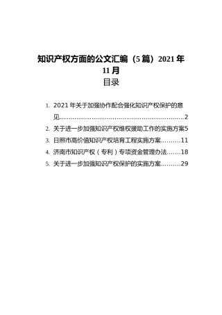2021年关于知识产权方面的公文汇编（5篇）