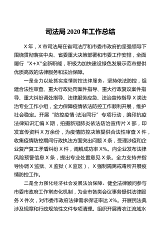 司法局2020年工作总结