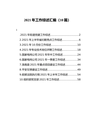 2021年工作综述汇编（10篇）