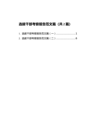 选拔干部考察报告范文篇汇编（共2篇）