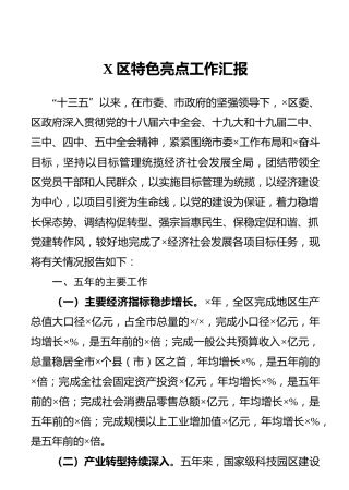 区特色亮点工作汇报